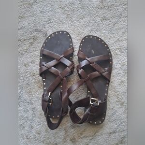 Michael Kors Brown Sandals with Gold Studs